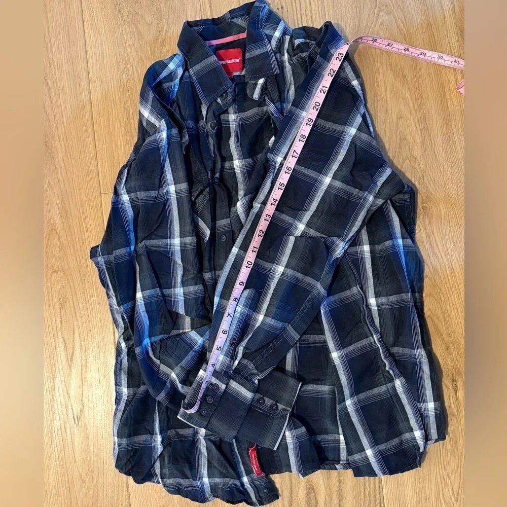 Report Collection Men’s Plaid Button-Down Shirt, Size L